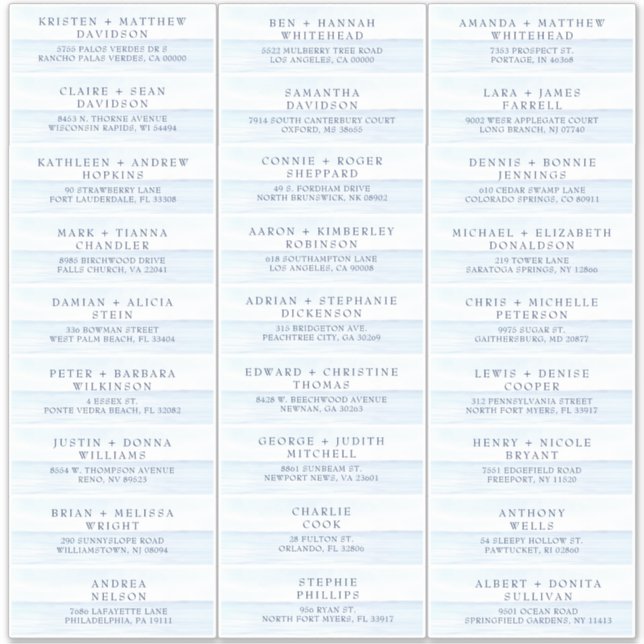 Hochzeit Gastadresse Labels Ocean Watercolor (Vorderseite)