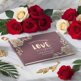 Hochzeit Gästebuch Moderne Goldene Rose Burgundy R