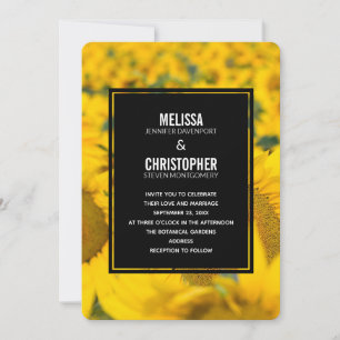 Hochzeit Gelbes Sonnenblumenfeld Einladung