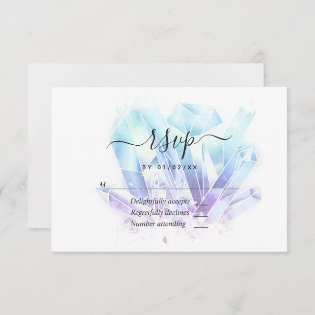 Hochzeit geometrischer Wasserfarben RSVP Karte (Vorne/Hinten)