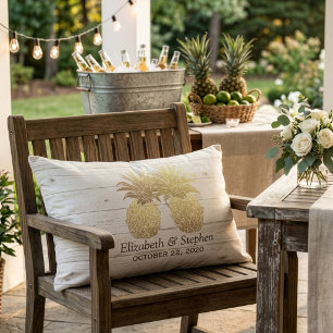 Hochzeit Geschenke Golden Pineapple Paar Rustikale Lendenkissen