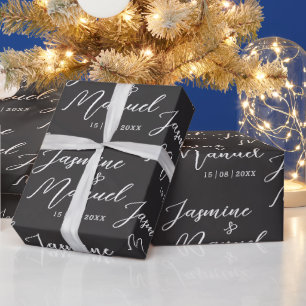 Hochzeit Geschenkverpackung Papier Paar Namen Geschenkpapier