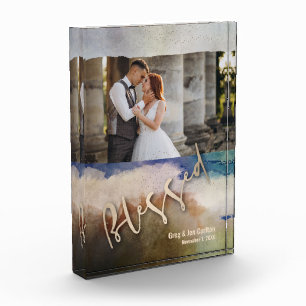 Hochzeit GESEGNET Aquarell Fotoblock