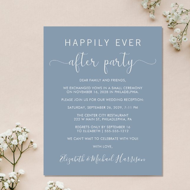 Hochzeit glücklich immer nach dem Party Dusty Blue (An affordable wedding announcement + reception invitation without compromising on quality or design)