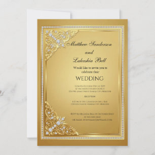 Hochzeit Gold Diamanten Elegant Einladung