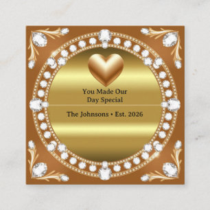 💍 Hochzeit Gold Herz Monogramm Stil 🌹 Begleitkarte