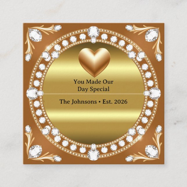 💍 Hochzeit Gold Herz Monogramm Stil 🌹 Begleitkarte (Vorderseite)