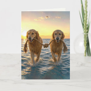 Hochzeit Golden Retriever mit verknotetem Seil Karte