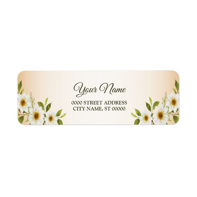 Hochzeit Golden Weiße Florale Pfirsich Rücksendead (Vorne)
