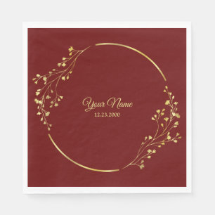 Hochzeit Goldene Blumengeometrische Girlande Rote Serviette