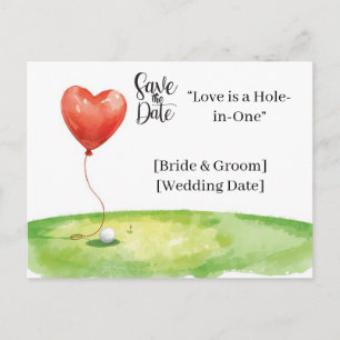 Hochzeit Golf Save the Date Eleganter Golfplatz Postkarte