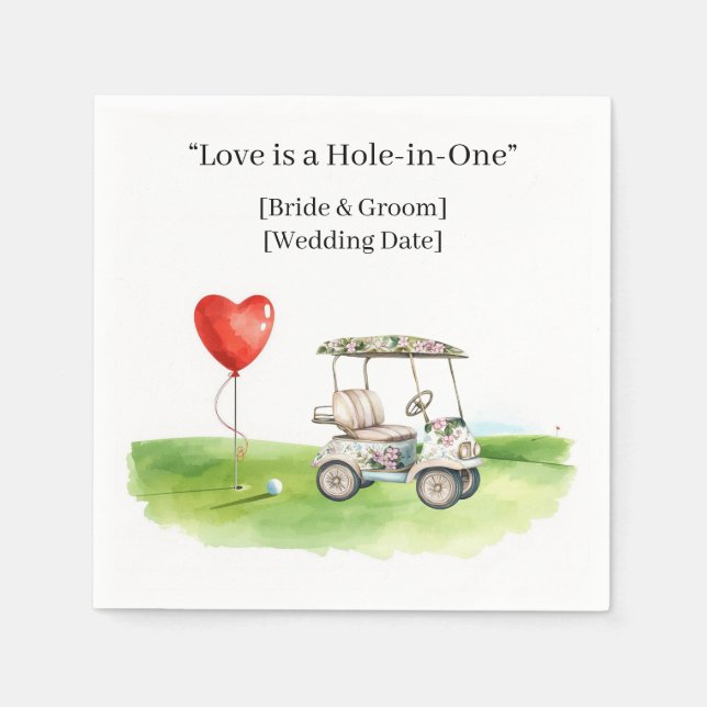 Hochzeit Golf Save the Date Eleganter Golfplatz Serviette (Vorderseite)