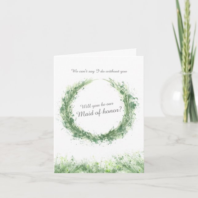 Hochzeit grüne Kunst werden Sie unsere Trauzeugin  Karte (Vorderseite)