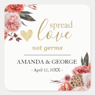 Hochzeit Händedesinfektionsmittel Etiketten floral Quadratischer Aufkleber