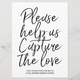Hochzeit Hashtag Schild Stylisch handgeschrieben Einladung