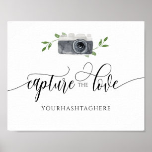 Hochzeit-Hashtag-Schild Teile Liebe Wasserfarbe Ka Poster