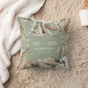 Hochzeit Herr Mrs. pampas eucalyptus modern boho G Kissen