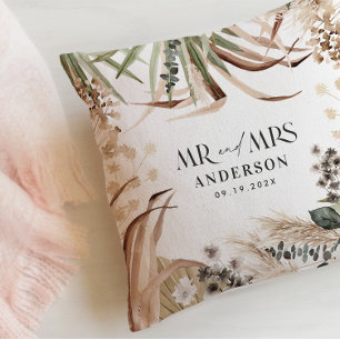 Hochzeit Herr Mrs. pampas eucalyptus modern boho G Kissen