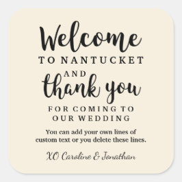 Hochzeit Herzlich willkommen Vielen Dank Hotel Cus Quadratischer Aufkleber