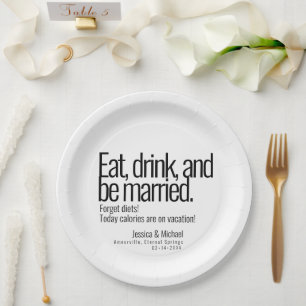 💍 Hochzeit Humorvolles Minimalistisches Elegant Pappteller