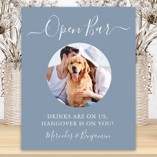 Hochzeit Hund Open Bar Staubblau Benutzerdefiniert Poster
