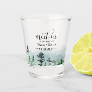 Hochzeit im Bergwald - Save The Date Schnapsglas