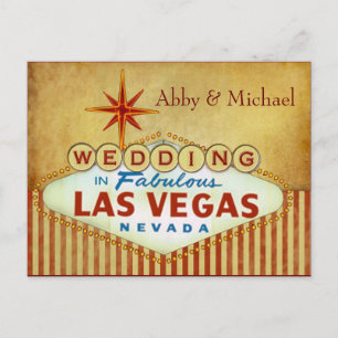 Hochzeit im fabulösen Las Vegas - Vintage-Streifen Ankündigungspostkarte