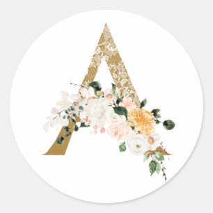 Hochzeit im Frühjahr MONOGRAM A Runder Aufkleber