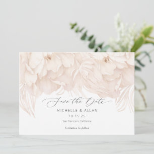 Hochzeit im Garten in beigefarbenem Garten Save The Date