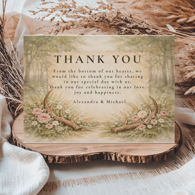 Hochzeit im Geweih-Wald Dankeskarte (Von Creator hochgeladen)