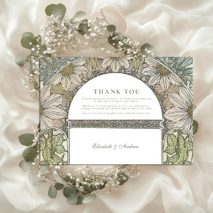 Hochzeit im Grünen Jugendstil Dankeskarte