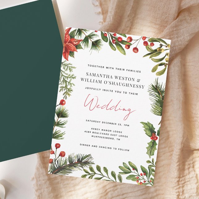 Hochzeit im Grünen von Wasserfarben Einladung (Watercolor Greenery Holiday Wedding Invitation)
