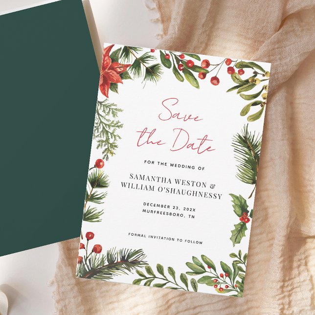 Hochzeit im Grünen von Wasserfarben Save The Date (Watercolor Greenery Holiday Wedding Save The Date)
