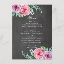 Hochzeit im Halbpension. Boho Garden rosa Blume Menükarte