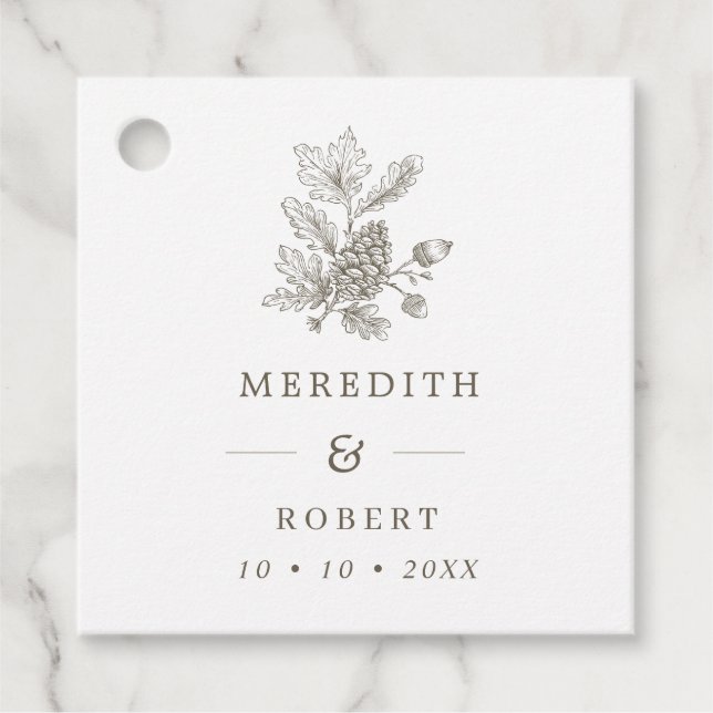 Hochzeit im Herbst Acorn & Pinecone Geschenkanhänger (Vorderseite)
