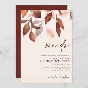Hochzeit im Herbst Aquarell Blätter Foliage Rost O Einladung