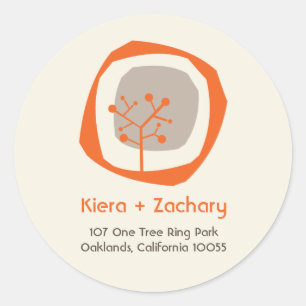 Hochzeit im Herbst-Aufkleber für Herbst-Waldbaum Runder Aufkleber