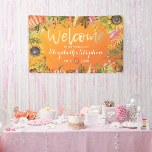 Hochzeit im Herbst Begrüßung Herbstmaple Blätter P Banner