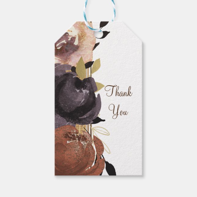 Hochzeit im Herbst Bold Glam Blume Moderne Blumeng Geschenkanhänger (Vorderseite)