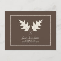 Hochzeit im Herbst Brown Save the Date Eichenfrüch