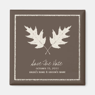 Hochzeit im Herbst Brown Save the Date Eichenfrüch Magnet