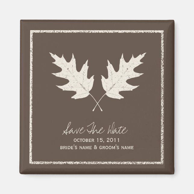 Hochzeit im Herbst Brown Save the Date Eichenfrüch Magnet (Vorne)