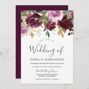 Hochzeit im Herbst Burgund Berry & Lilac Einladung