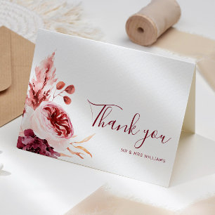Hochzeit im Herbst Burgund & Pink Floral Danke Kar