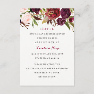 Hochzeit im Herbst Burgund Rote Flora Hotel Card Begleitkarte