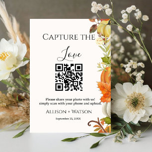 Hochzeit im Herbst Capture Liebe QR Code Hochzeit Sockelschild