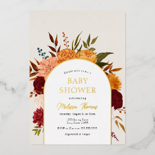 Hochzeit im Herbst - Chrysanthemen Baby Shower Fol Folieneinladung