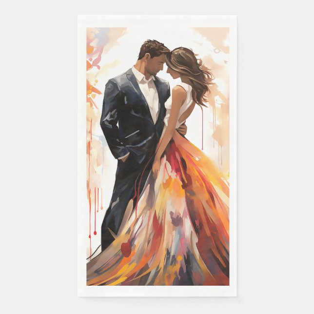 Hochzeit im Herbst Couple Artistic Napkin Serviette (Vorderseite)