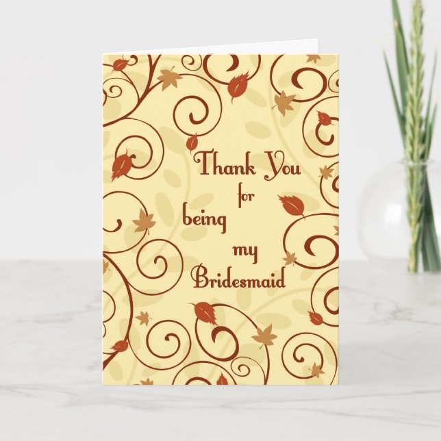 Hochzeit im Herbst Danke Bridesmaid Card (Vorderseite)