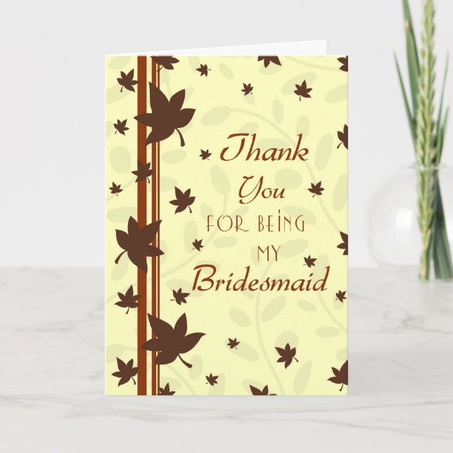 Hochzeit im Herbst Danke Bridesmaid Card (Vorderseite)